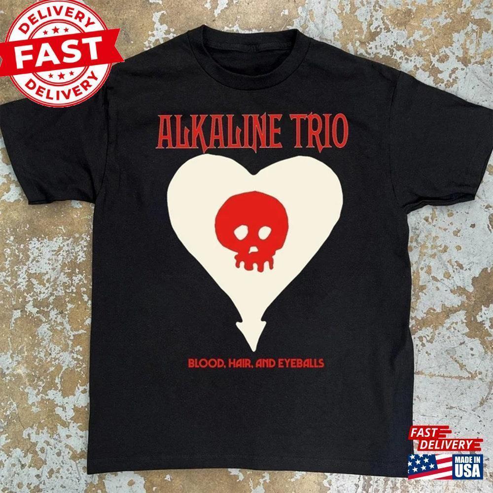 Alkaline Trio Heart Skull T-Shirt Blood Hair And Eyeballs Tour  Shirt